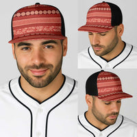 Fiji Marau na Kerisimasi Baseball Net Cap Red Tapa Masi Inspired Christmas - Polynesian Pride