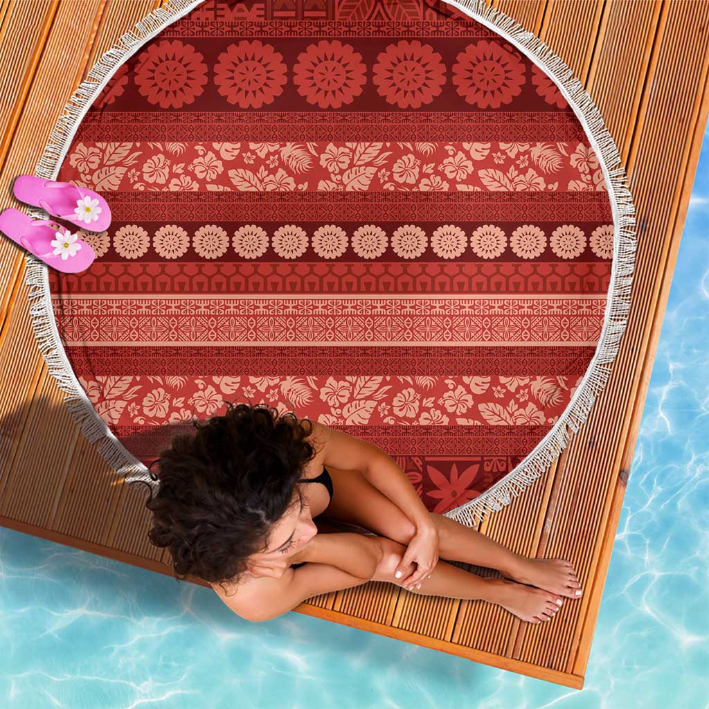 Fiji Marau na Kerisimasi Beach Blanket Red Tapa Masi Inspired Christmas - Polynesian Pride