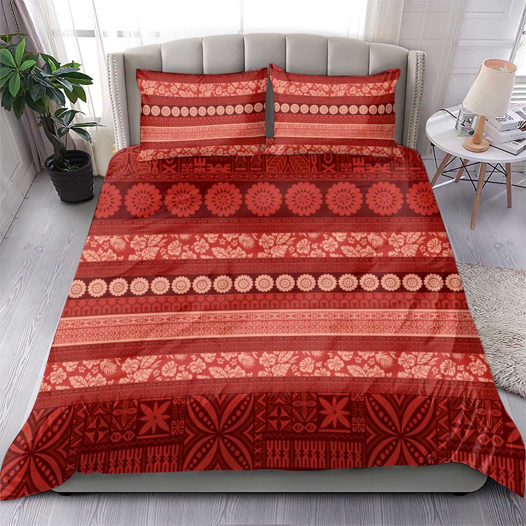 Fiji Marau na Kerisimasi Bedding Set Red Tapa Masi Inspired Christmas - Polynesian Pride