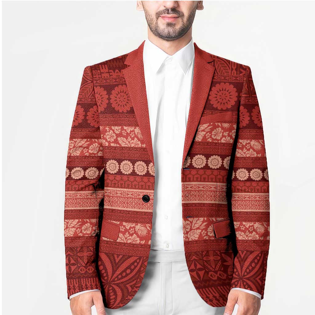 Fiji Marau na Kerisimasi Blazer Red Tapa Masi Inspired Christmas - Polynesian Pride
