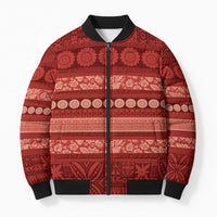 Fiji Marau na Kerisimasi Bomber Puffer Jacket Red Tapa Masi Inspired Christmas - Polynesian Pride