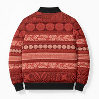 Fiji Marau na Kerisimasi Bomber Puffer Jacket Red Tapa Masi Inspired Christmas - Polynesian Pride