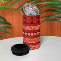 Fiji Marau na Kerisimasi 4 in 1 Can Cooler Tumbler Red Tapa Masi Inspired Christmas - Polynesian Pride
