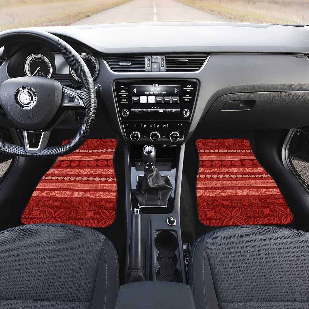 Fiji Marau na Kerisimasi Car Mats Red Tapa Masi Inspired Christmas - Polynesian Pride