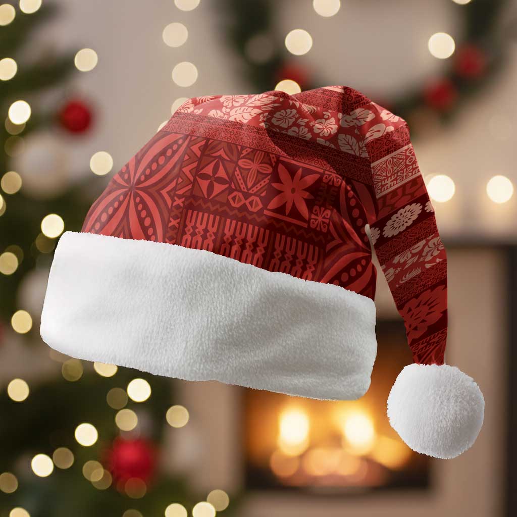 Fiji Marau na Kerisimasi Christmas Santa Hat Red Tapa Masi Inspired Christmas - Polynesian Pride