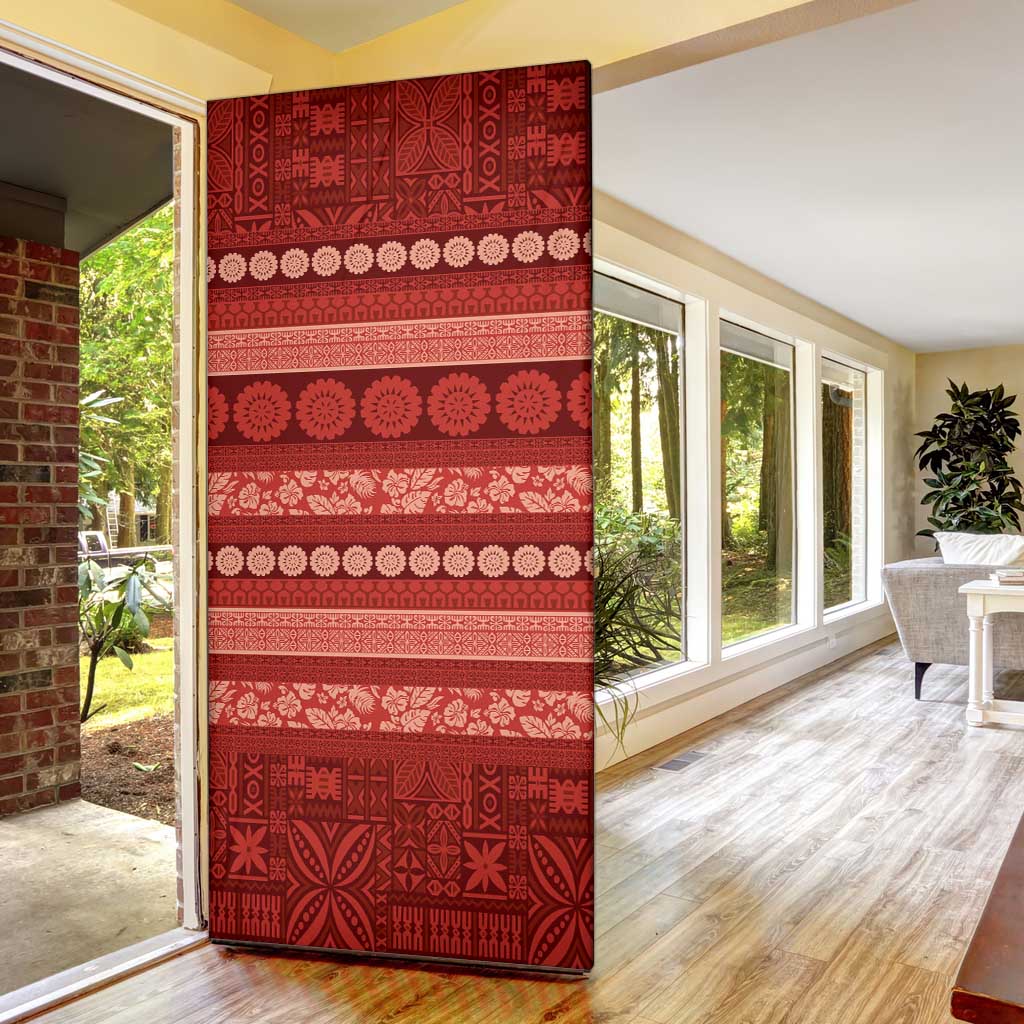 Fiji Marau na Kerisimasi Door Cover Red Tapa Masi Inspired Christmas - Polynesian Pride