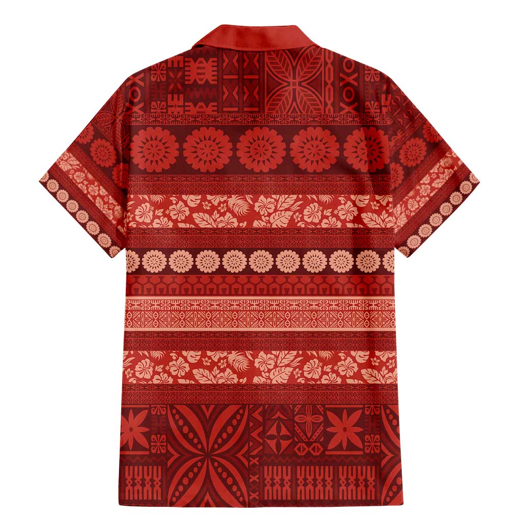 Fiji Marau na Kerisimasi Family Matching Mermaid Dress and Hawaiian Shirt Red Tapa Masi Inspired Christmas - Polynesian Pride