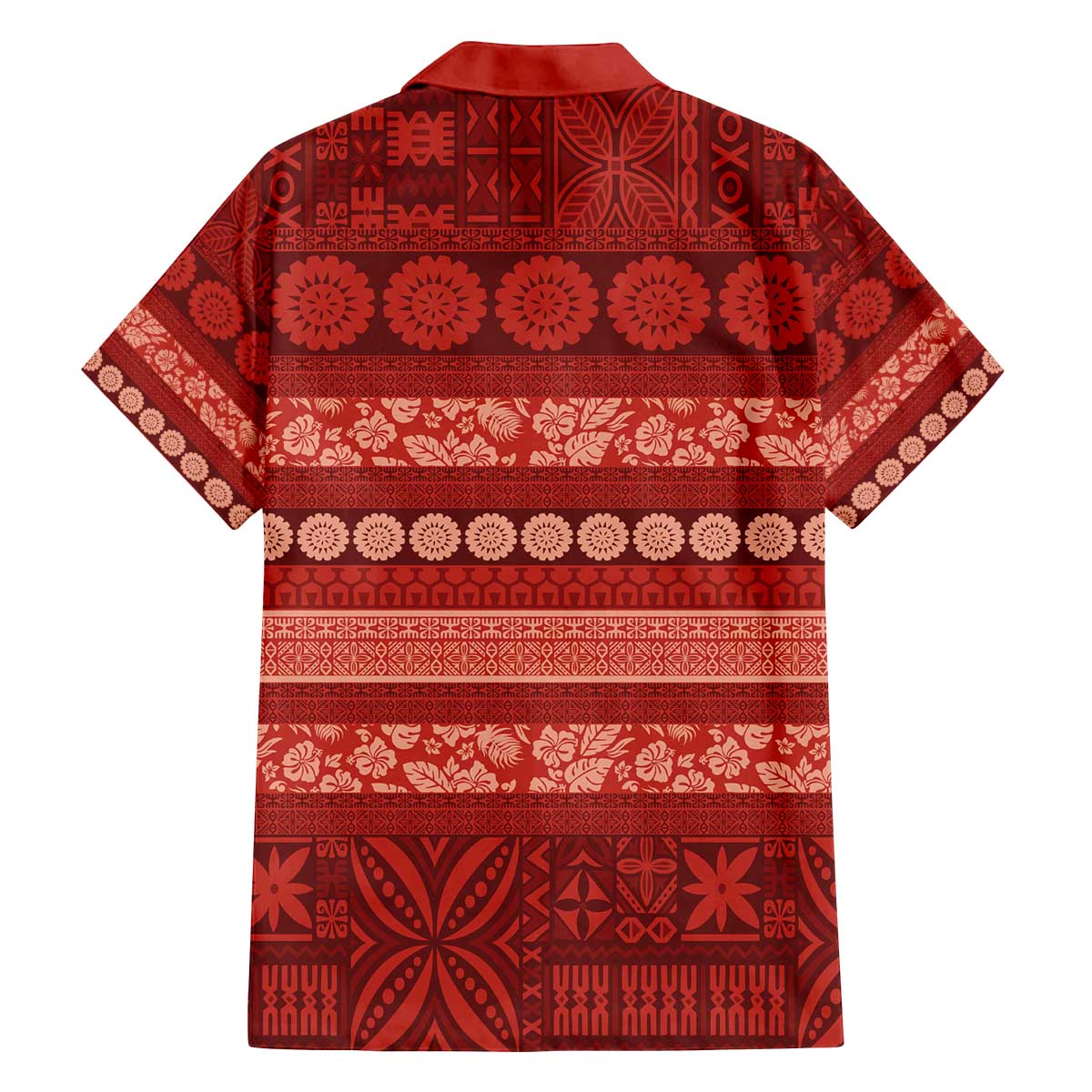 Fiji Marau na Kerisimasi Family Matching Off The Shoulder Long Sleeve Dress and Hawaiian Shirt Red Tapa Masi Inspired Christmas - Polynesian Pride