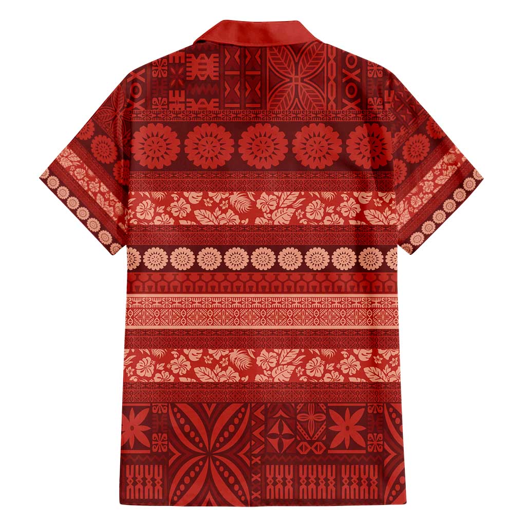Fiji Marau na Kerisimasi Family Matching Summer Maxi Dress and Hawaiian Shirt Red Tapa Masi Inspired Christmas - Polynesian Pride