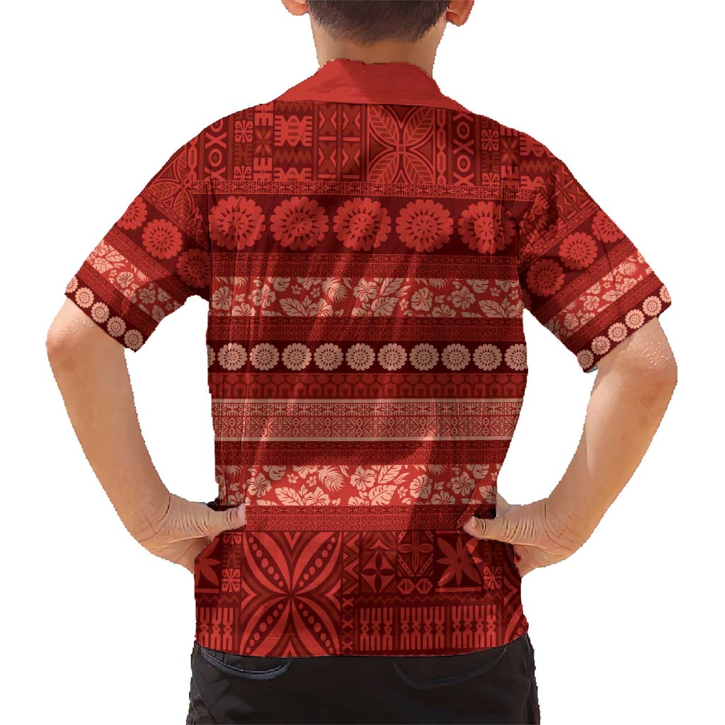 Fiji Marau na Kerisimasi Hawaiian Shirt Red Tapa Masi Inspired Christmas - Polynesian Pride
