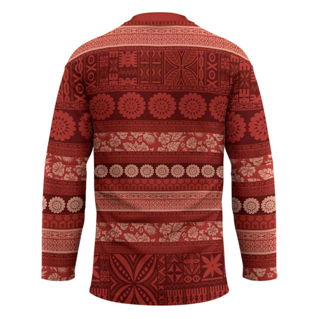 Fiji Marau na Kerisimasi Hockey Jersey Red Tapa Masi Inspired Christmas - Polynesian Pride