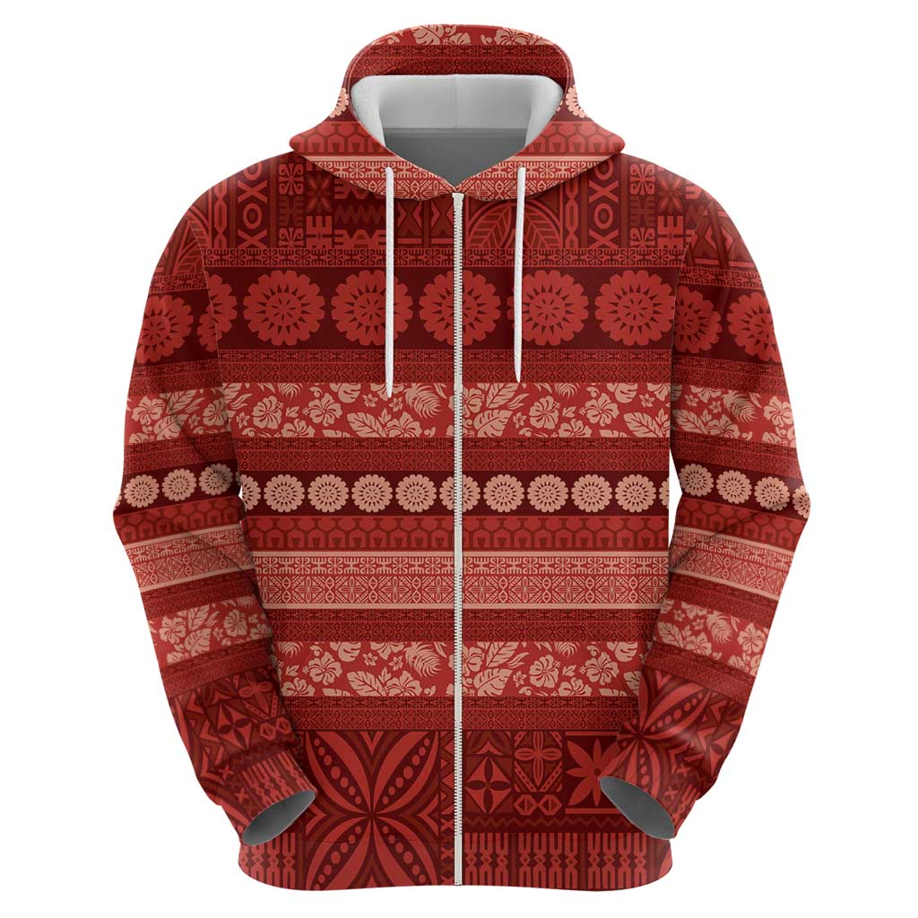 Fiji Marau na Kerisimasi Hoodie Red Tapa Masi Inspired Christmas - Polynesian Pride