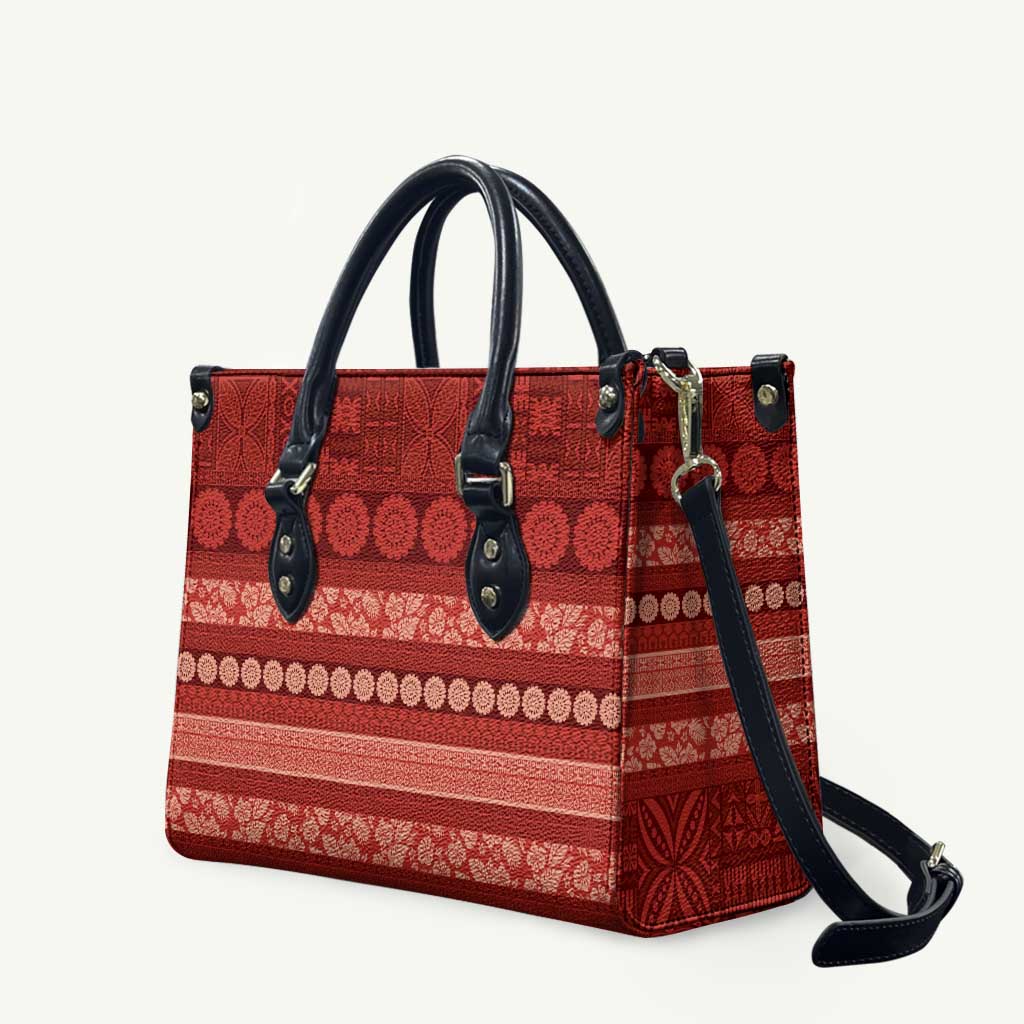 Fiji Marau na Kerisimasi Leather Bag Red Tapa Masi Inspired Christmas - Polynesian Pride