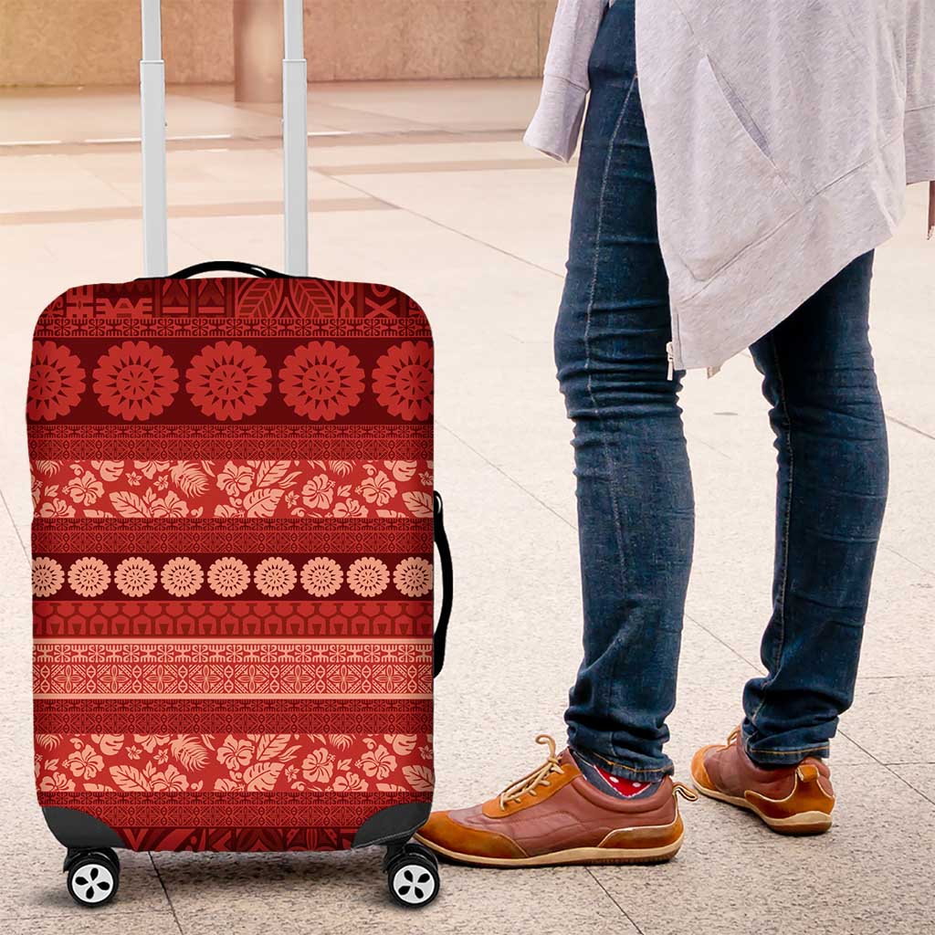 Fiji Marau na Kerisimasi Luggage Cover Red Tapa Masi Inspired Christmas - Polynesian Pride