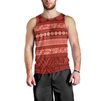 Fiji Marau na Kerisimasi Men Tank Top Red Tapa Masi Inspired Christmas - Polynesian Pride