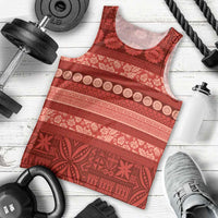 Fiji Marau na Kerisimasi Men Tank Top Red Tapa Masi Inspired Christmas - Polynesian Pride