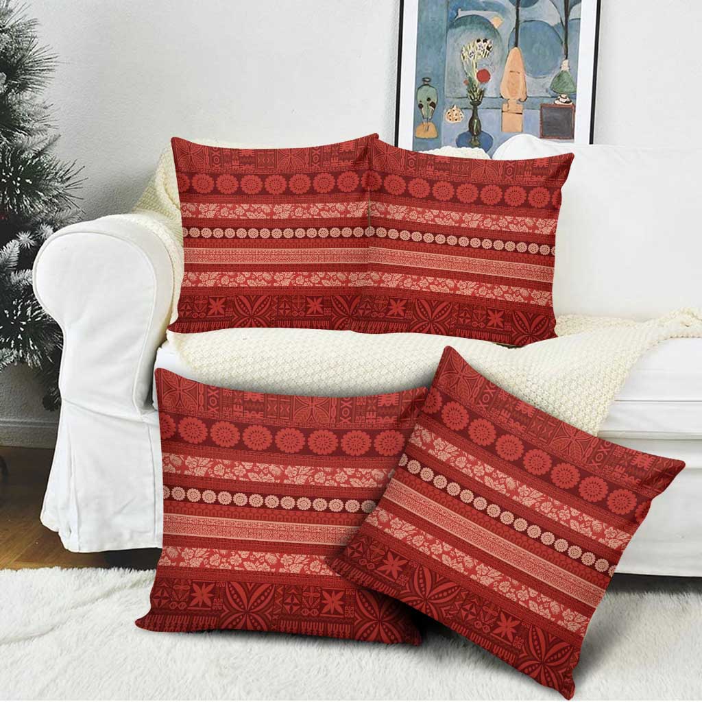 Fiji Marau na Kerisimasi Pillow Cover Red Tapa Masi Inspired Christmas - Polynesian Pride