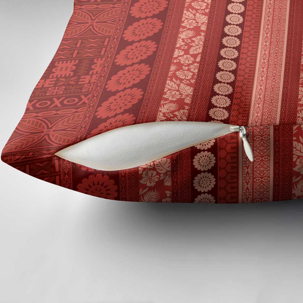 Fiji Marau na Kerisimasi Pillow Cover Red Tapa Masi Inspired Christmas - Polynesian Pride