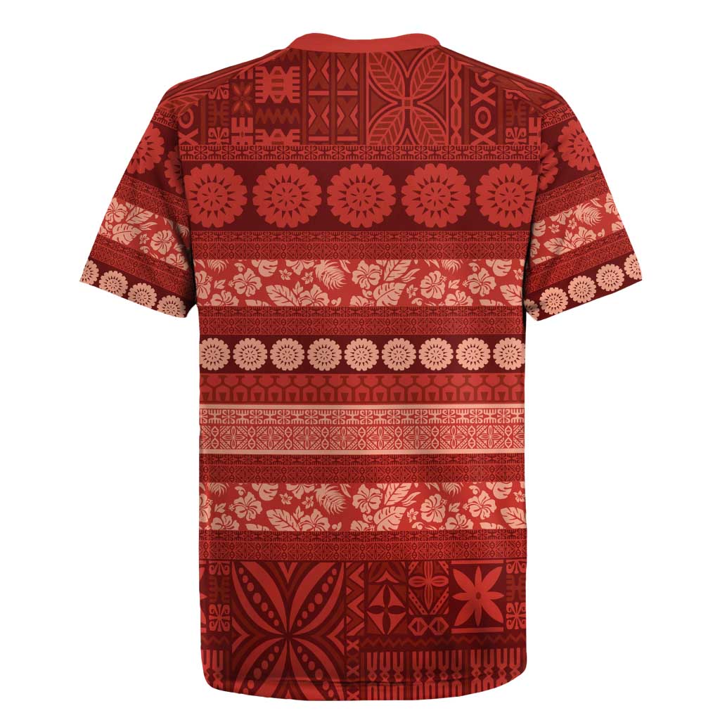 Fiji Marau na Kerisimasi Rugby Jersey Red Tapa Masi Inspired Christmas - Polynesian Pride