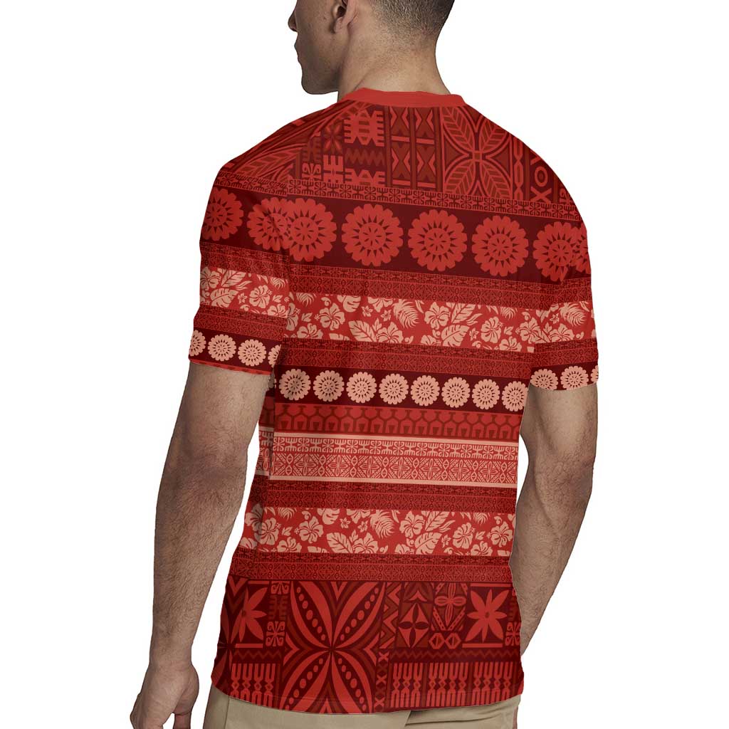 Fiji Marau na Kerisimasi Rugby Jersey Red Tapa Masi Inspired Christmas - Polynesian Pride