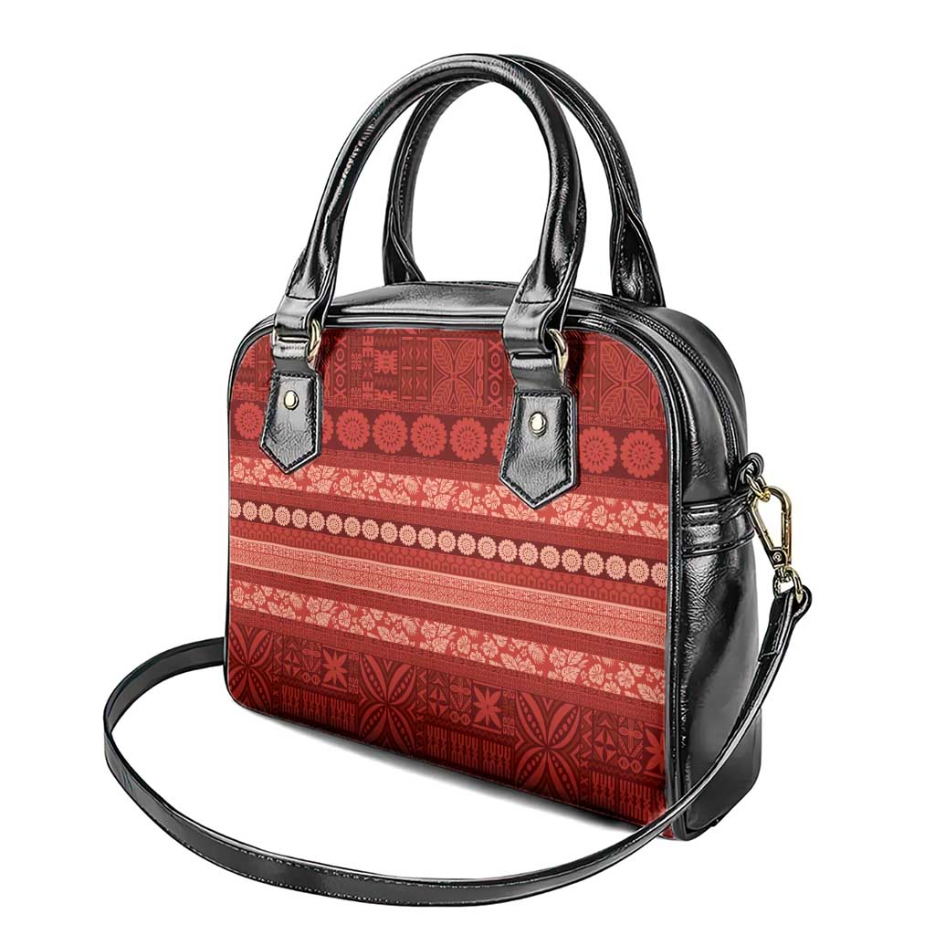 Fiji Marau na Kerisimasi Shoulder Handbag Red Tapa Masi Inspired Christmas - Polynesian Pride