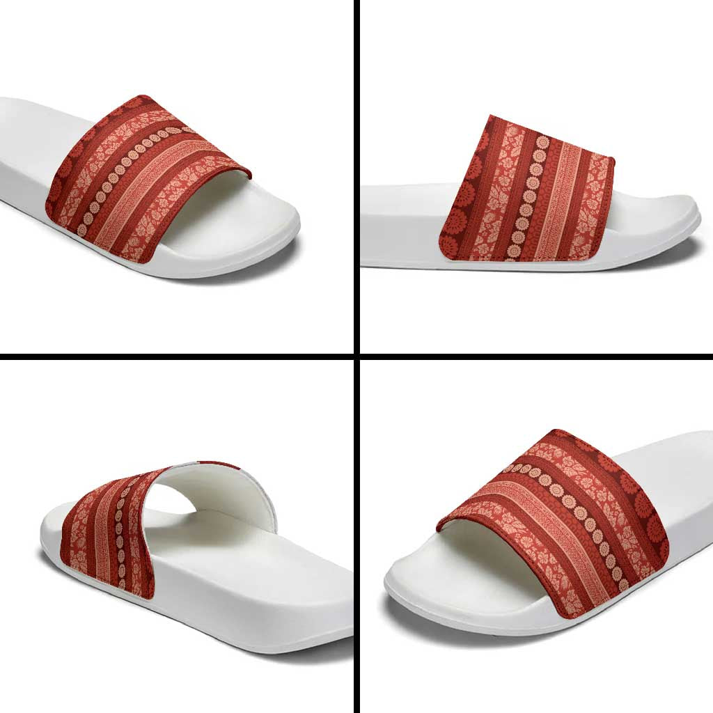 Fiji Marau na Kerisimasi Slide Sandals Red Tapa Masi Inspired Christmas - Polynesian Pride
