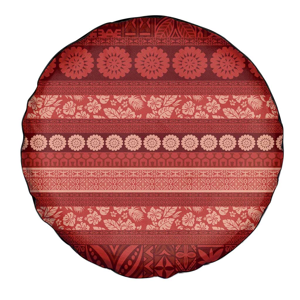 Fiji Marau na Kerisimasi Spare Tire Cover Red Tapa Masi Inspired Christmas LT9 - Polynesian Pride