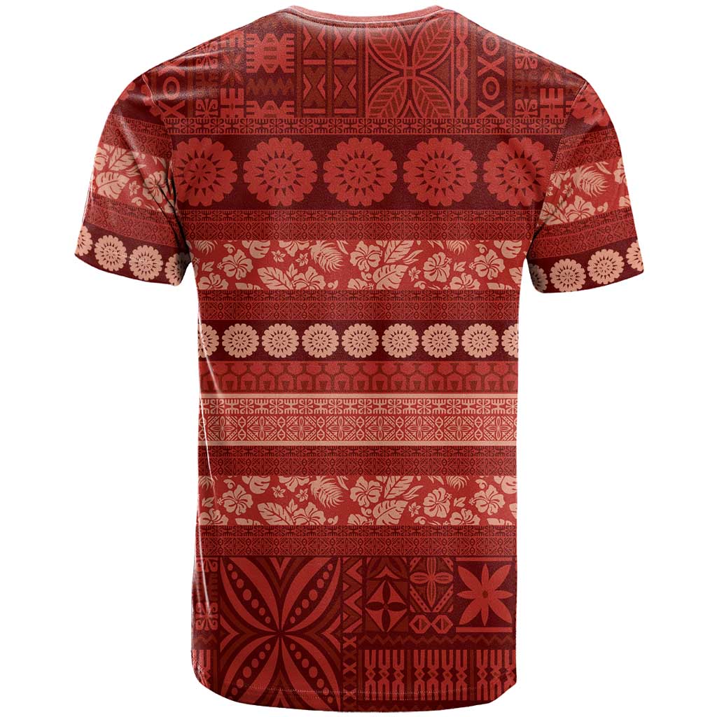 Fiji Marau na Kerisimasi T Shirt Red Tapa Masi Inspired Christmas - Polynesian Pride
