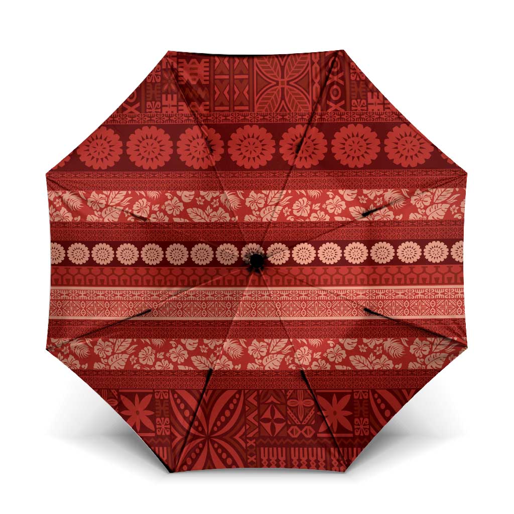 Fiji Marau na Kerisimasi Umbrella Red Tapa Masi Inspired Christmas - Polynesian Pride