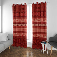 Fiji Marau na Kerisimasi Window Curtain Red Tapa Masi Inspired Christmas - Polynesian Pride