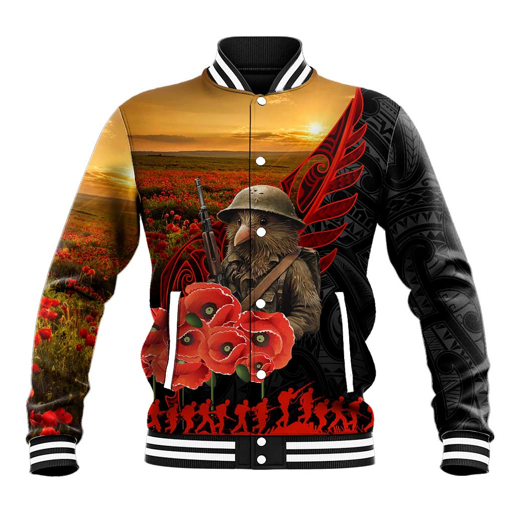 Maori Kiwi Soldier Fern Tattoo ANZAC Day Baseball Jacket Lest We Forget