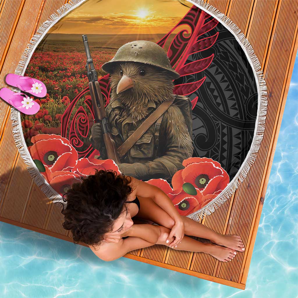 Maori Kiwi Soldier Fern Tattoo ANZAC Day Beach Blanket Lest We Forget