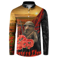 Maori Kiwi Soldier Fern Tattoo ANZAC Day Button Sweatshirt Lest We Forget