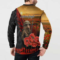 Maori Kiwi Soldier Fern Tattoo ANZAC Day Button Sweatshirt Lest We Forget