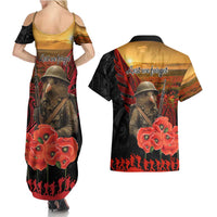 Maori Kiwi Soldier Fern Tattoo ANZAC Day Couples Matching Summer Maxi Dress and Hawaiian Shirt Lest We Forget