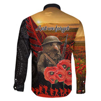 Maori Kiwi Soldier Fern Tattoo ANZAC Day Family Matching Off Shoulder Short Dress and Hawaiian Shirt Lest We Forget