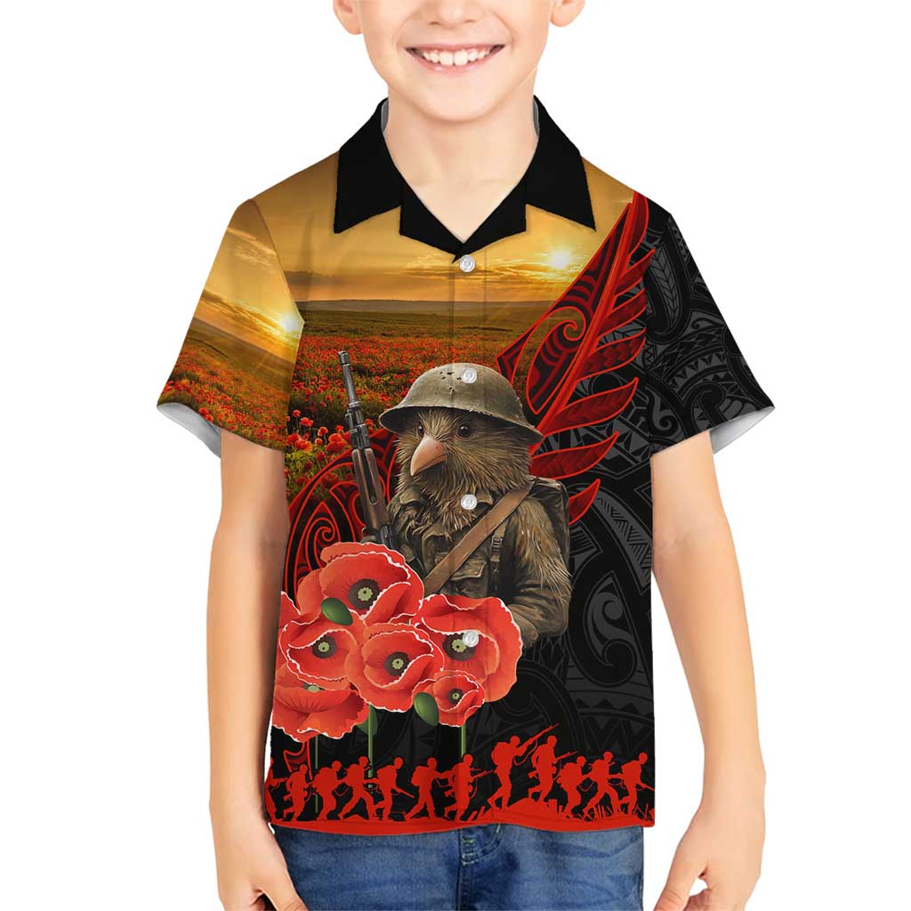 Maori Kiwi Soldier Fern Tattoo ANZAC Day Family Matching Summer Maxi Dress and Hawaiian Shirt Lest We Forget