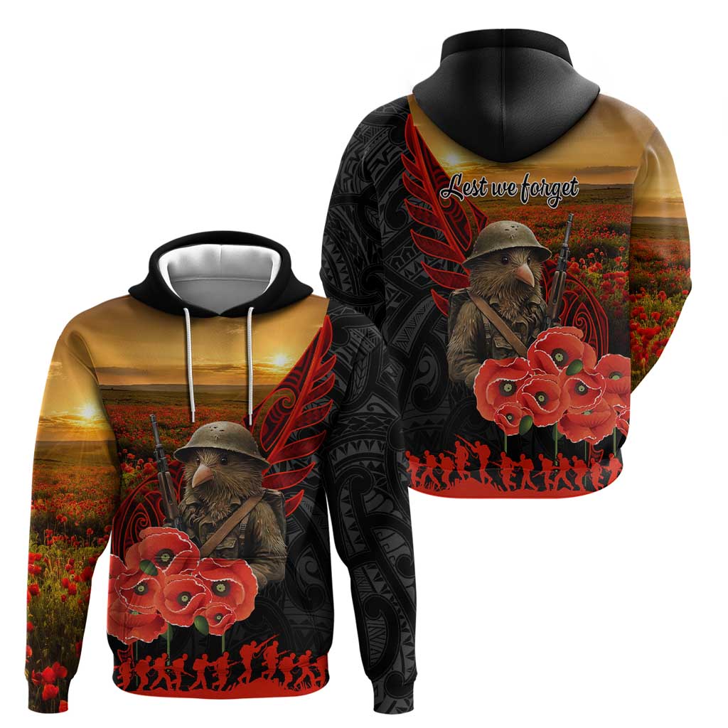 Maori Kiwi Soldier Fern Tattoo ANZAC Day Hoodie Lest We Forget