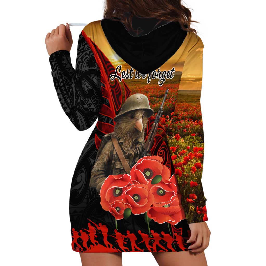 Maori Kiwi Soldier Fern Tattoo ANZAC Day Hoodie Dress Lest We Forget