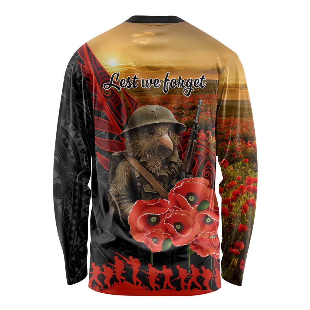 Maori Kiwi Soldier Fern Tattoo ANZAC Day Long Sleeve Shirt Lest We Forget