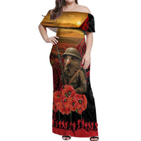 Maori Kiwi Soldier Fern Tattoo ANZAC Day Off Shoulder Maxi Dress Lest We Forget
