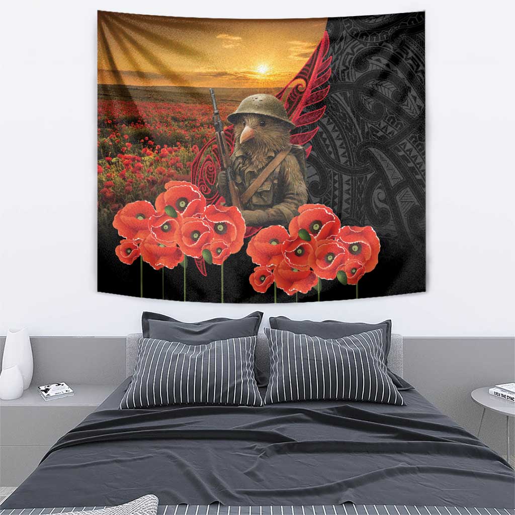 Maori Kiwi Soldier Fern Tattoo ANZAC Day Tapestry Lest We Forget