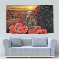 Maori Kiwi Soldier Fern Tattoo ANZAC Day Tapestry Lest We Forget
