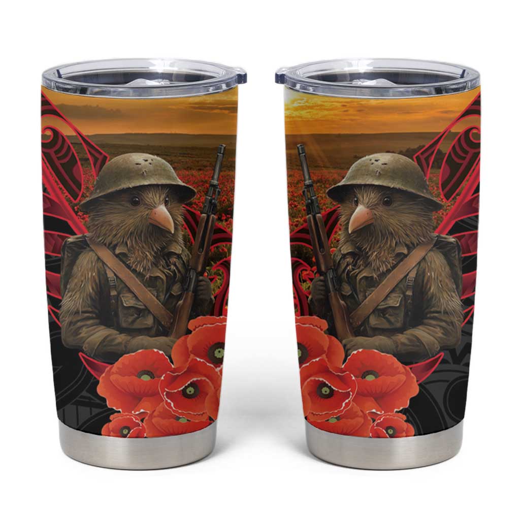 Maori Kiwi Soldier Fern Tattoo ANZAC Day Tumbler Cup Lest We Forget LT9 Black - Polynesian Pride