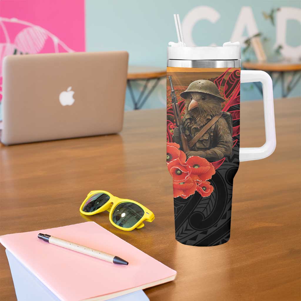 Maori Kiwi Soldier Fern Tattoo ANZAC Day Tumbler With Handle Lest We Forget LT9 - Polynesian Pride