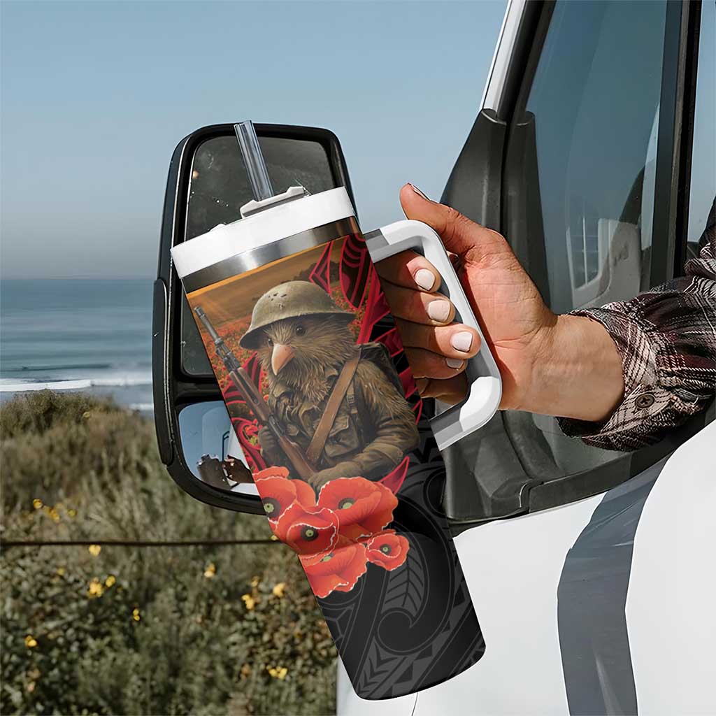 Maori Kiwi Soldier Fern Tattoo ANZAC Day Tumbler With Handle Lest We Forget LT9 - Polynesian Pride