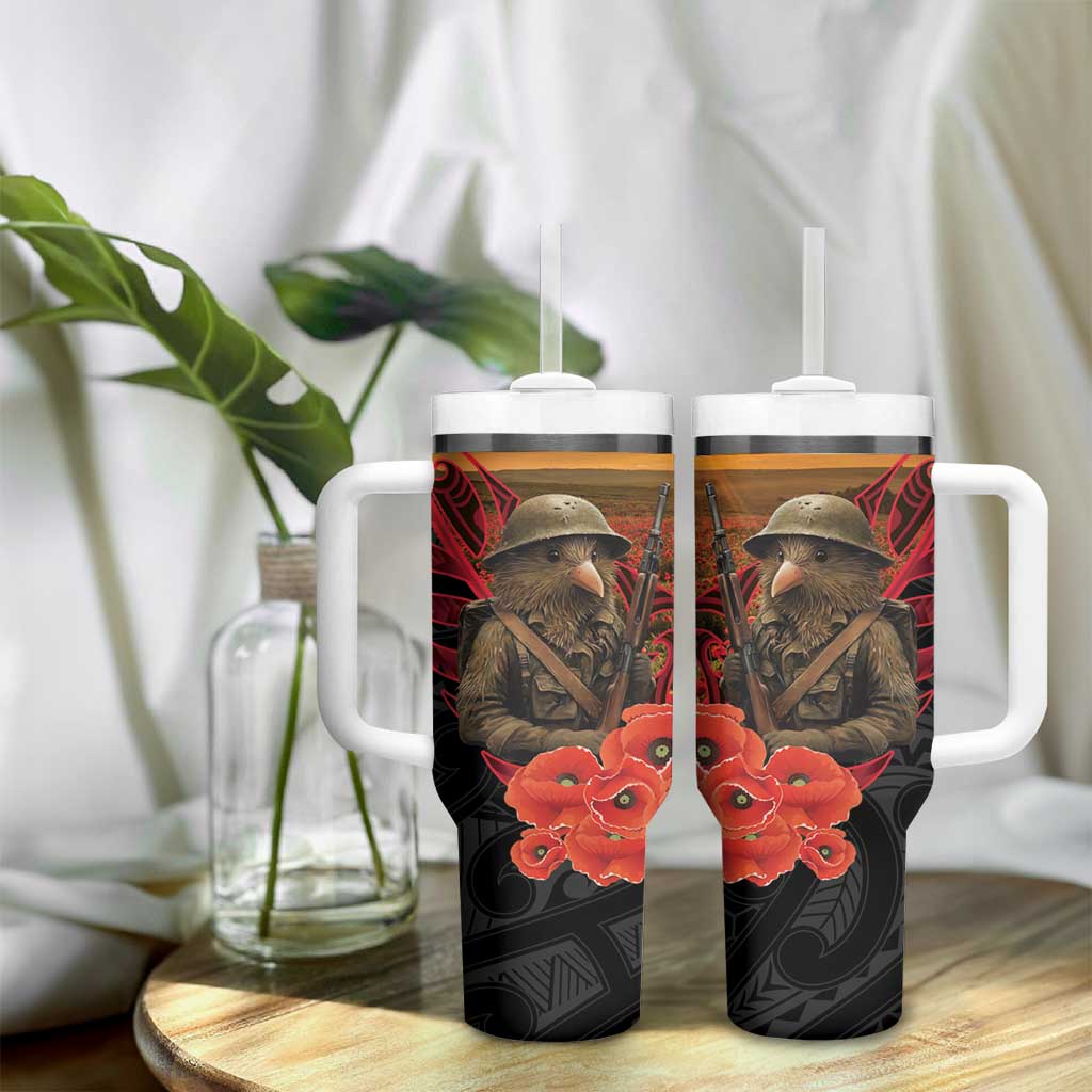 Maori Kiwi Soldier Fern Tattoo ANZAC Day Tumbler With Handle Lest We Forget LT9 - Polynesian Pride