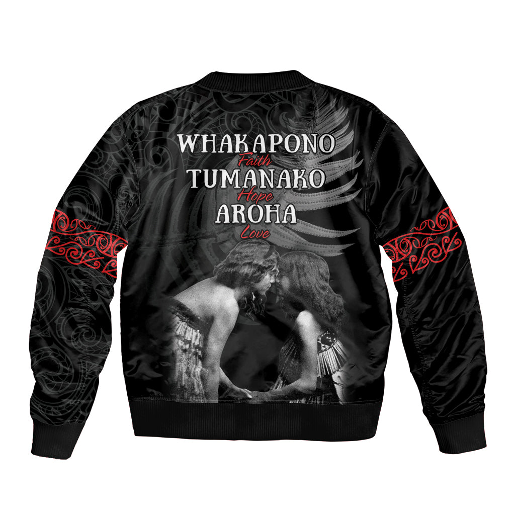 New Zealand Mother's Day Bomber Jacket Maori Hongi Aroha Ahau Ki A Koe Mama
