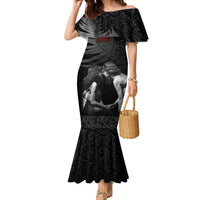 New Zealand Mother's Day Family Matching Mermaid Dress and Hawaiian Shirt Maori Hongi Aroha Ahau Ki A Koe Mama LT9 Mom's Dress Black - Polynesian Pride