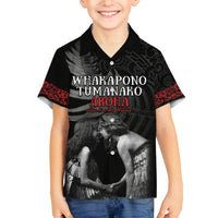 New Zealand Mother's Day Family Matching Summer Maxi Dress and Hawaiian Shirt Maori Hongi Aroha Ahau Ki A Koe Mama LT9 Son's Shirt Black - Polynesian Pride